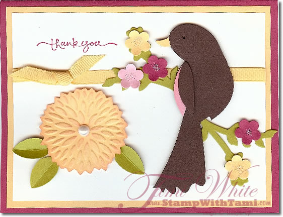 Bird with leaves and flower