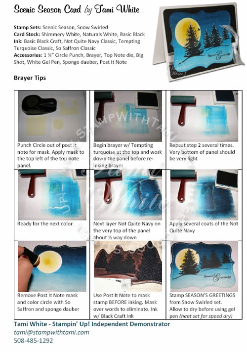 Stampin Up Scenic Season Brayer Night Sky instructions by Tami White