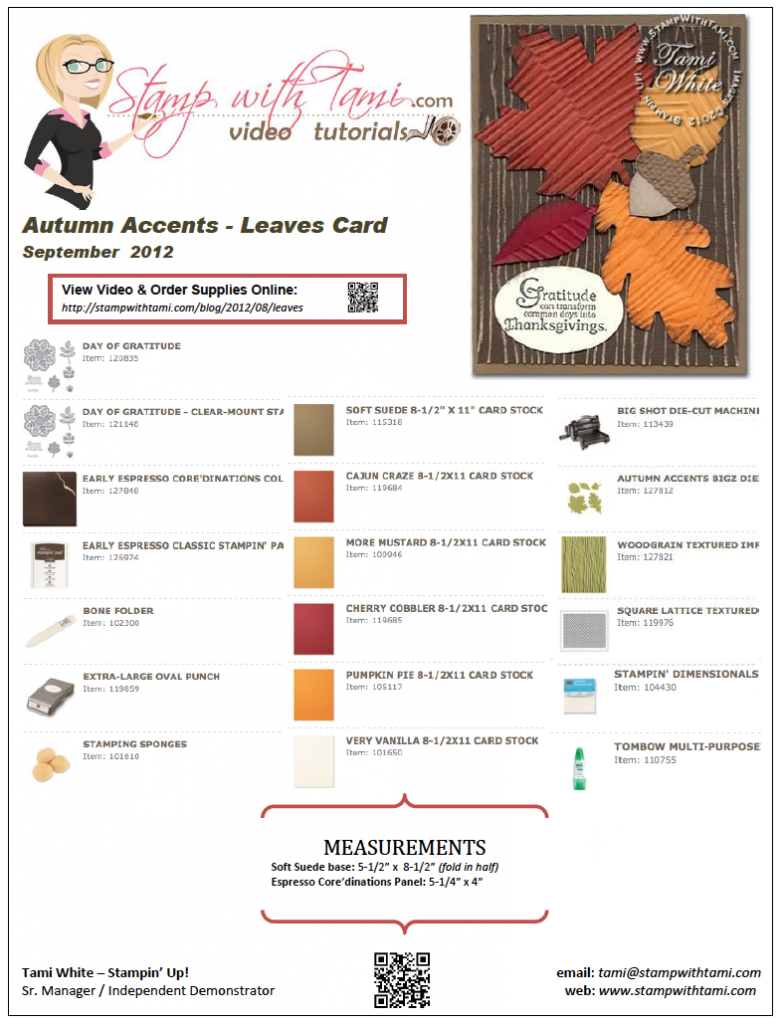 VIDEO TUTORIAL Autumn Accents Leaves Card Stampin' Up! Demonstrator