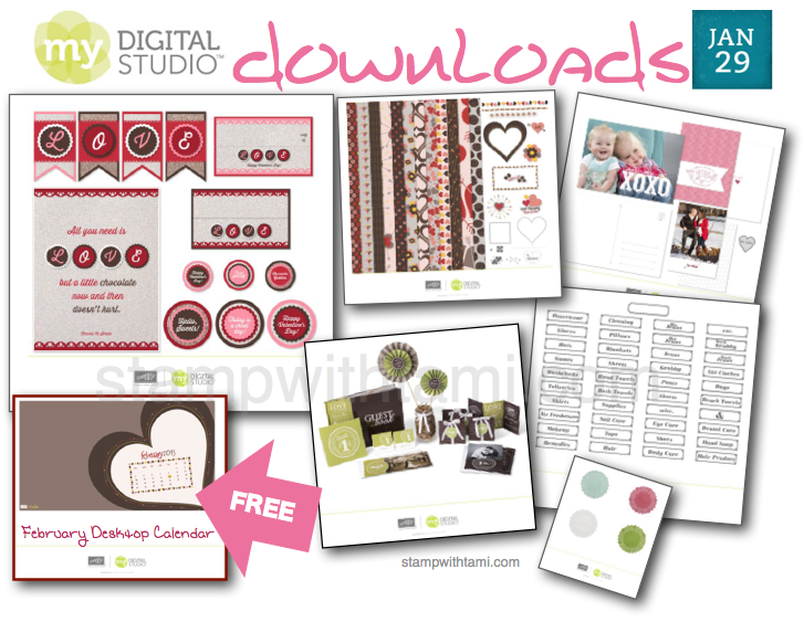Stampin' Up! MDS My Digital Studio Downloads Valentines Free Calendar