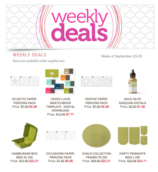 stampin up weekly specials thru sept 29