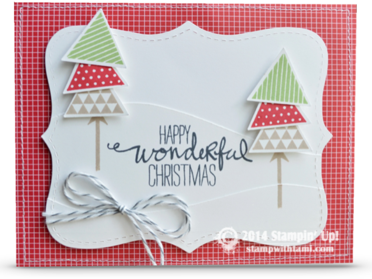 Stampin Up "Happy Wonderful Christmas" Wondrous Wreath Handmade Card 