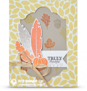 stampin up paper pumpkin four feathers card idea