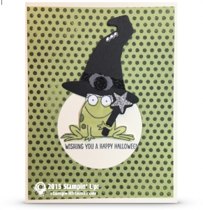 stampin up boo to you frog in withces hat halloween card