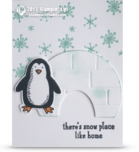 stampin up snow place penguin in an igloo card