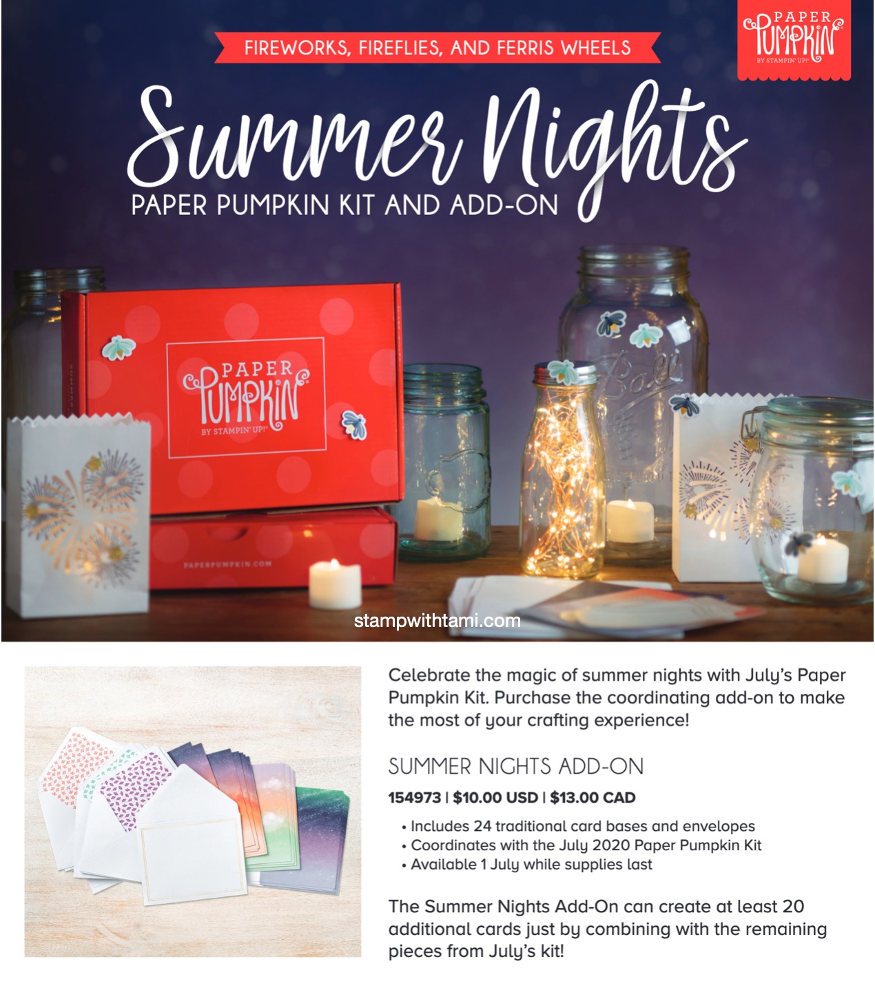 July Paper Pumpkin Kit Summer Nights Stampin' Up StampWithTami