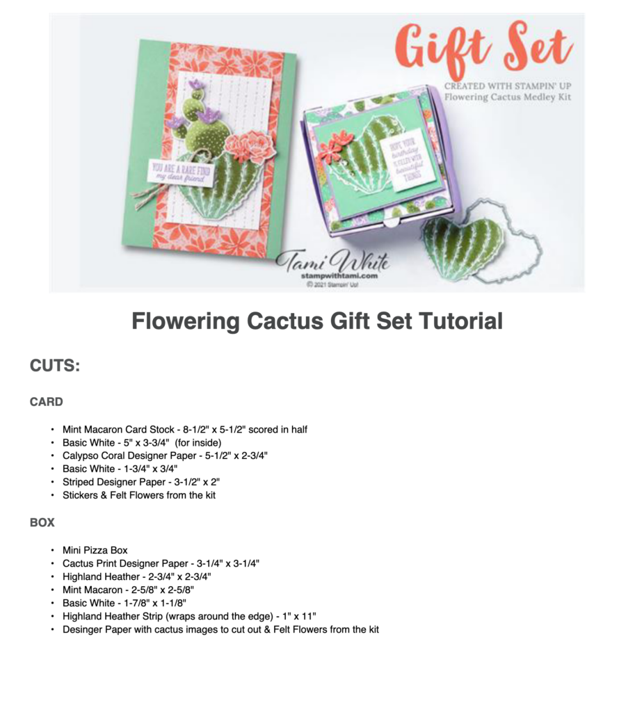Flowering Cactus Card & Gift Box Set Tutorial - Stampin' Up