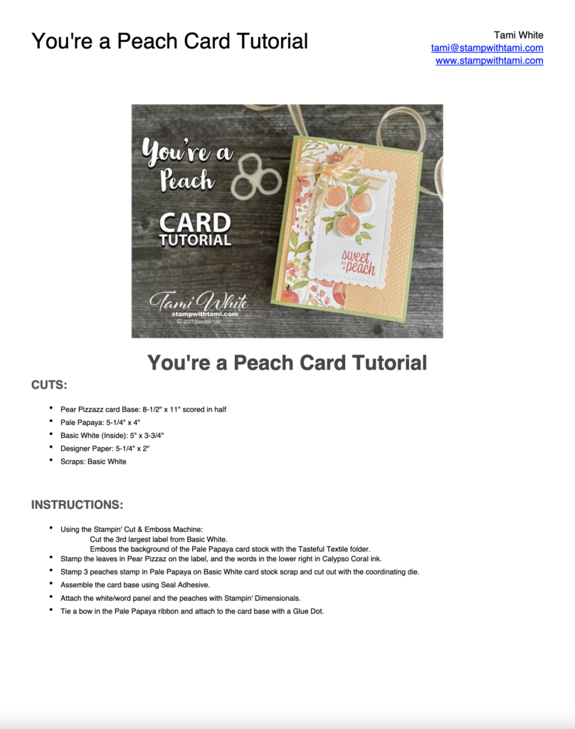 You re a Peach Card Tutorial Stampin Up StampWithTami