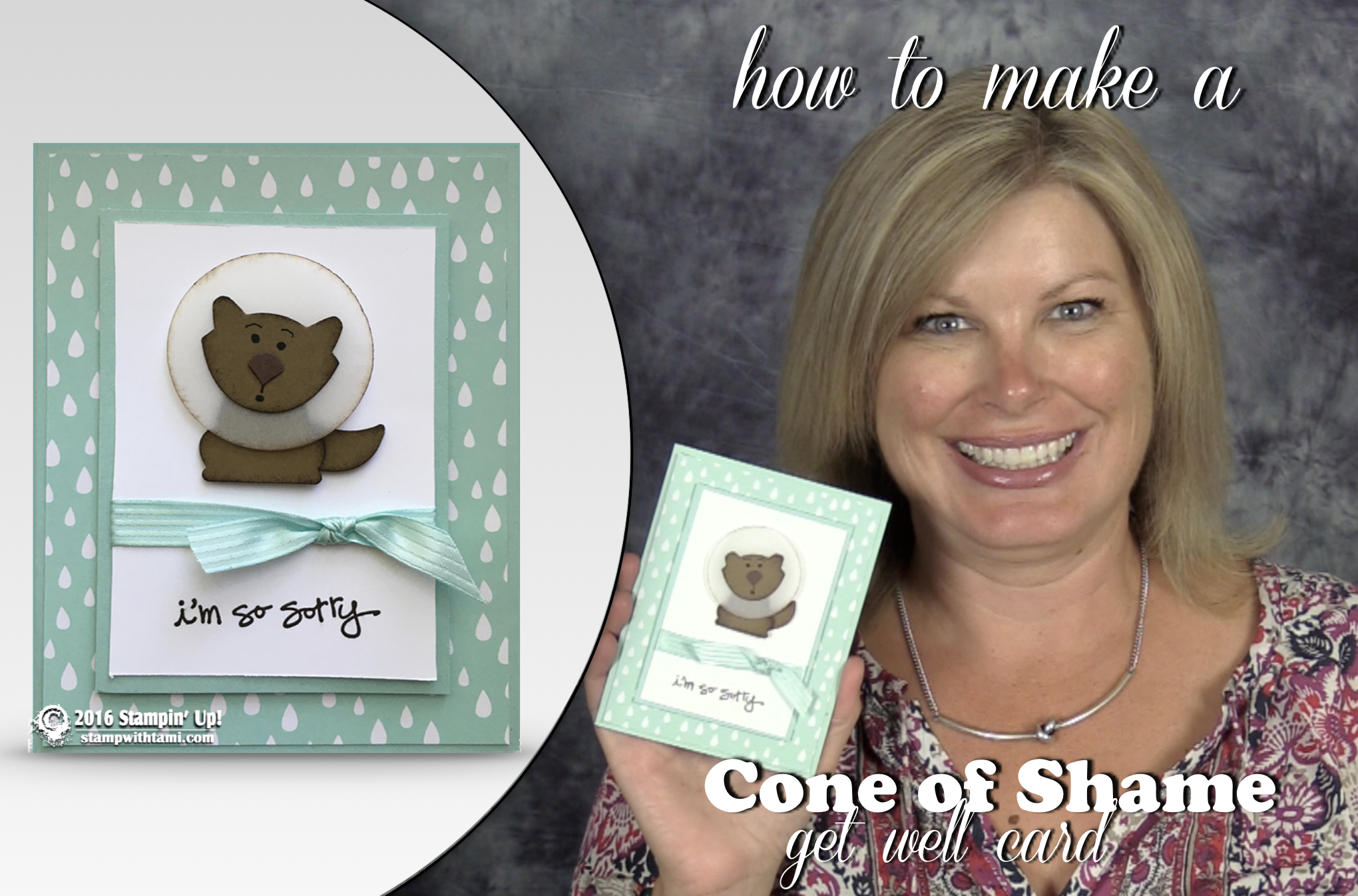 VIDEO: The Cone of Shame Doggie Card - Stampin' Up! Demonstrator: Tami ...