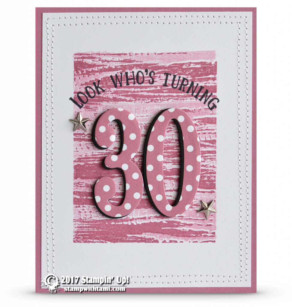 CARD Look Who’s Turning 30 Birthday Card with Tie Dyed stamps(00)