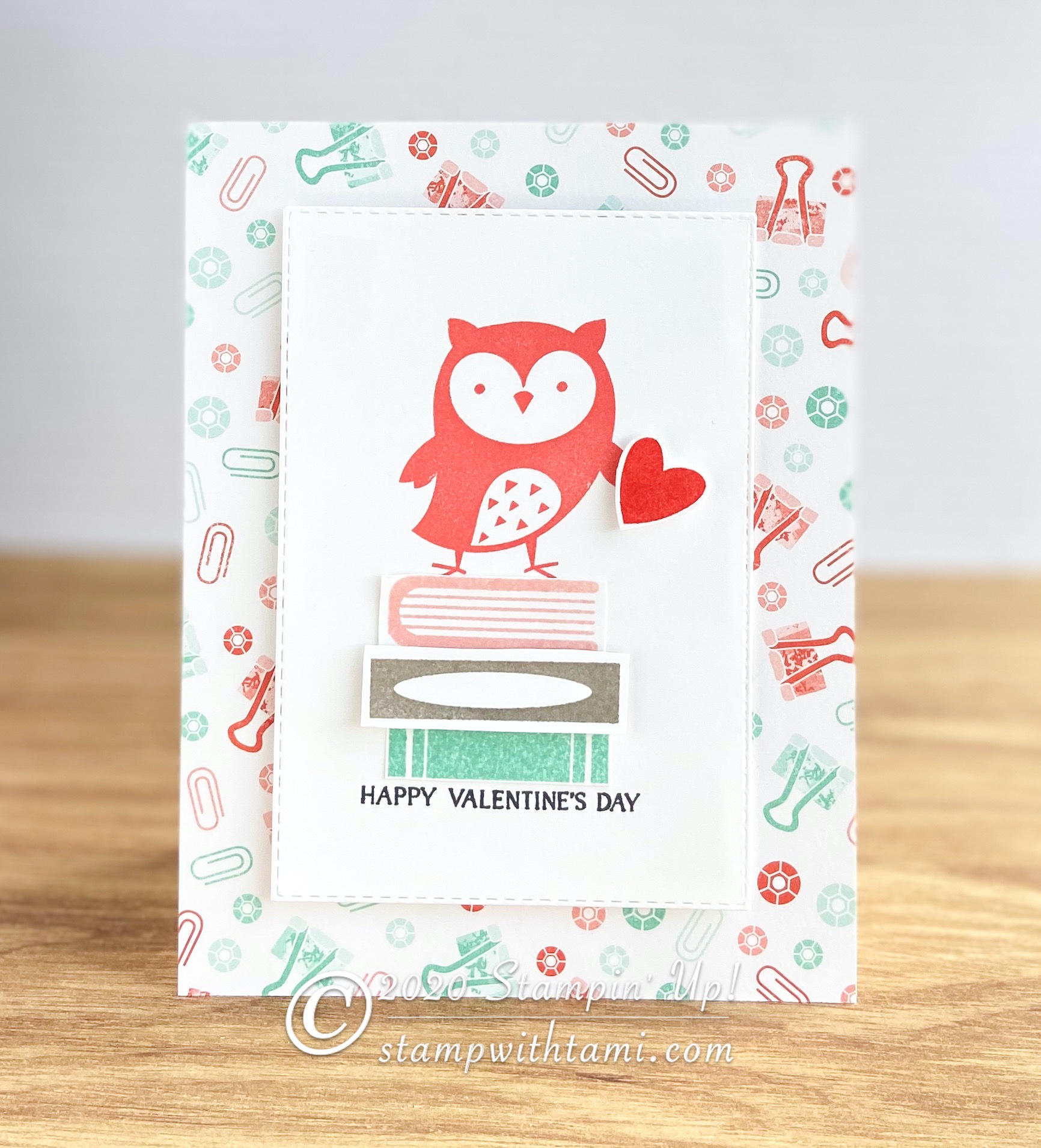 CARD: Valentine's Day Owl from the Check You Out Stamps - Stampin' Up!  Demonstrator: Tami White