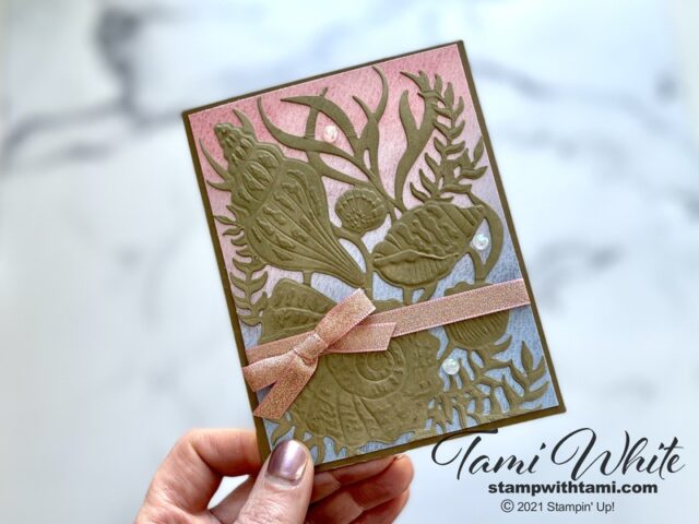 Stampin up Textured Seaside Seashells Card & Tutorial from the Stampin Up Sand & Sea Suite. Download printable instructions.