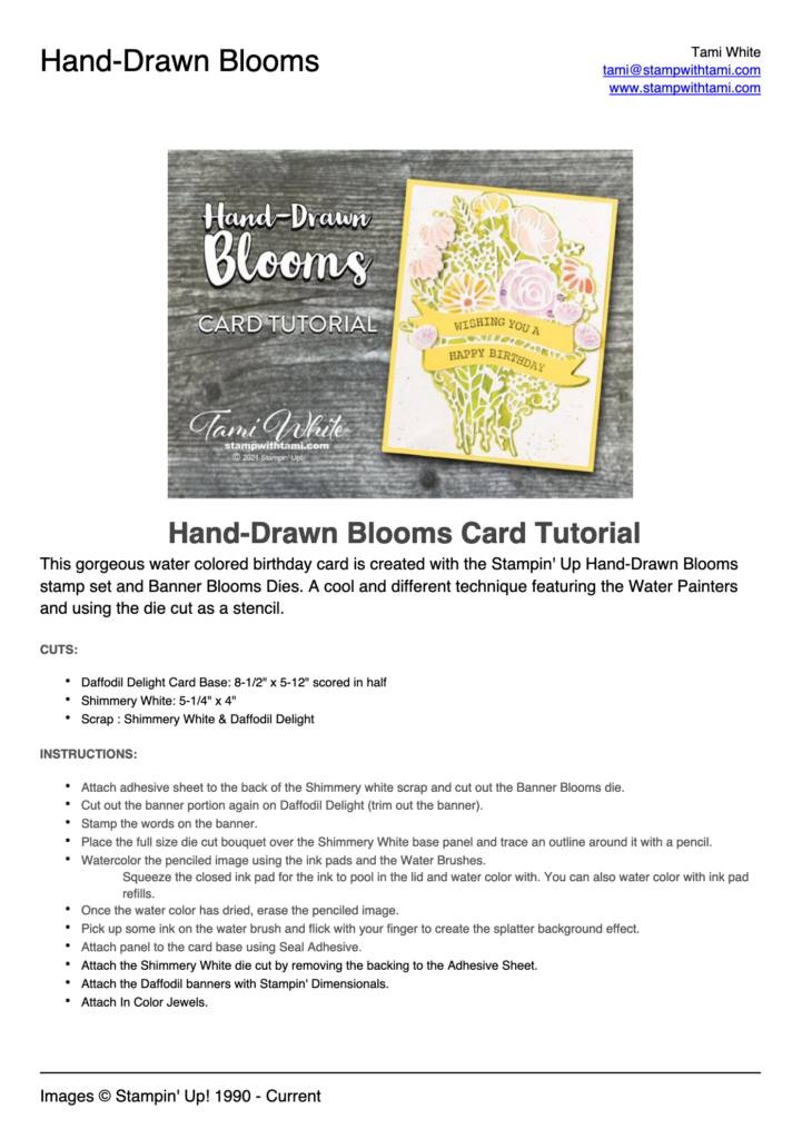 HandDrawn Blooms Card Tutorial Stampin' Up!