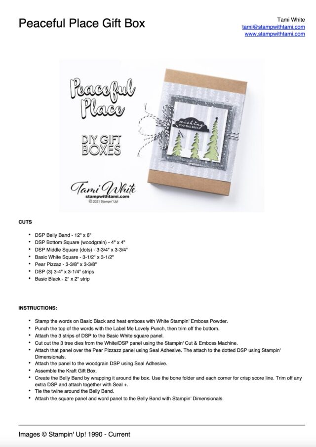 Peaceful Place Gift Box Tutorial PDF