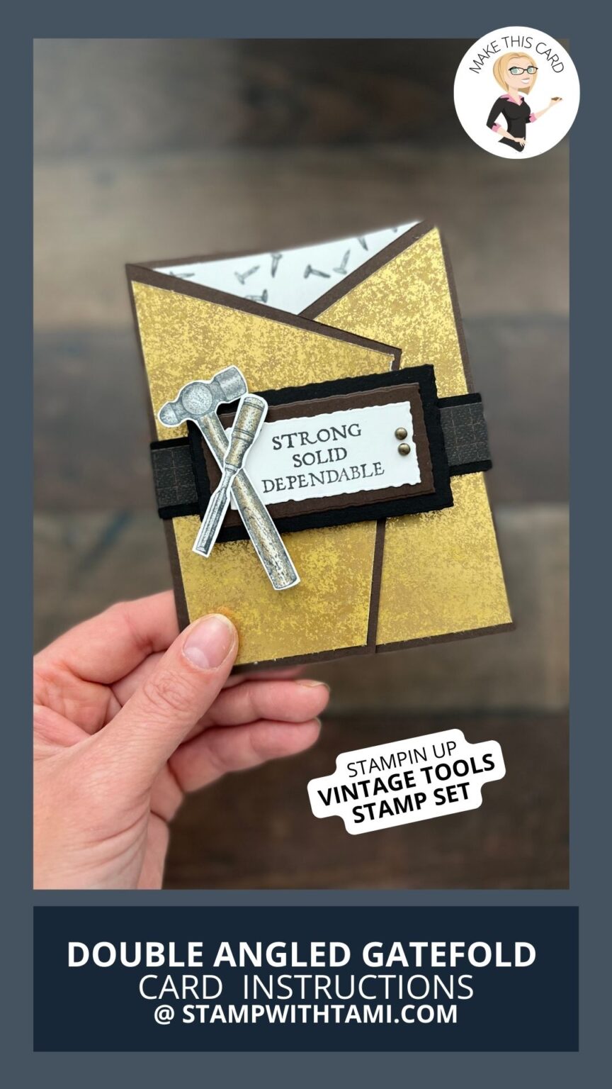 Vintage Tools [Angled Gatefold Series Card 16] Stampin Up Fun Fold