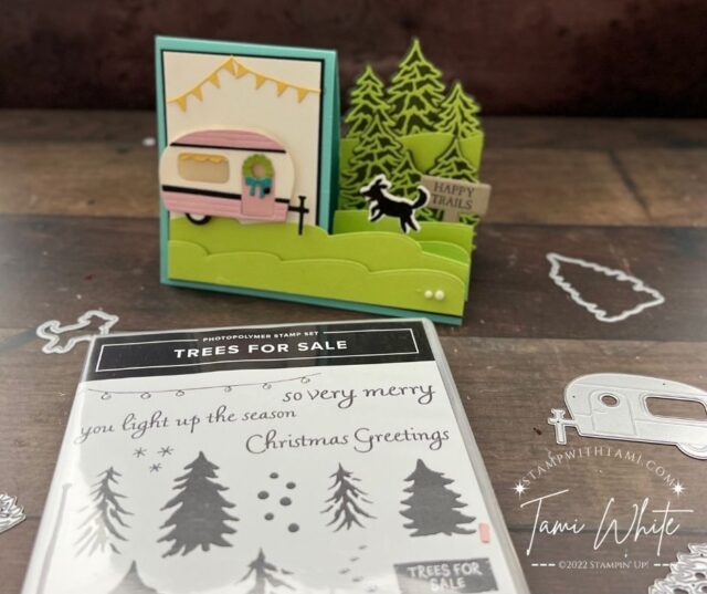 This is the first of my Christmas in July Blog hop projects that I shared at the end of the video. I created this with the Stampin Up Tree Lot Dies. Instructions for this card coming tomorrow.