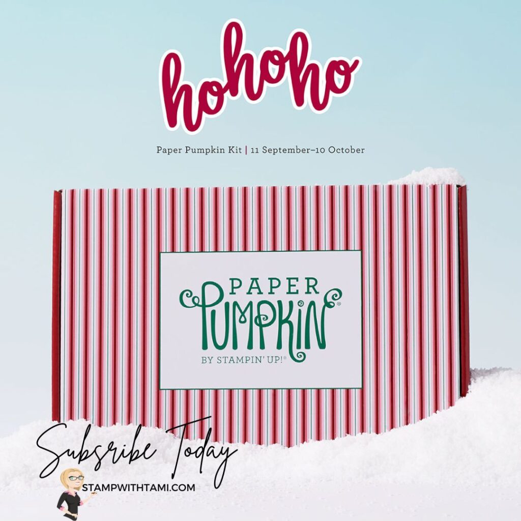 OCTOBER 2022 HO HO HO PAPER PUMPKIN KIT  Subscribe September 11 -  October 10 | October 2022 Spooky Treats Paper Pumpkin Kit   ‘Tis the season to make your own Christmas cards with the Ho Ho Ho Paper Pumpkin Kit! This kit contains whimsical designs of Santa and his reindeer in a classic Christmas color palette which is sure to match various styles of holiday décor and look great on mantles everywhere.    And word from the North Pole is that this kit coordinates with next month’s Paper Pumpkin tag kit and the special add-on product! With so much coordination between products, you’ll have a breeze at creating a cohesive look for all your holiday gifting needs. Make this season the most wonderful time of the year for your loved ones—and for yourself!