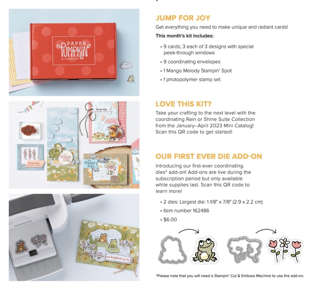 Sunshine & Smiles February 2023 Paper Pumpkin Kit Stampin Up